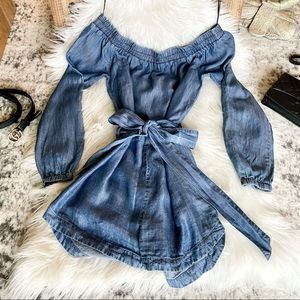 Off Shoulder Denim Romper